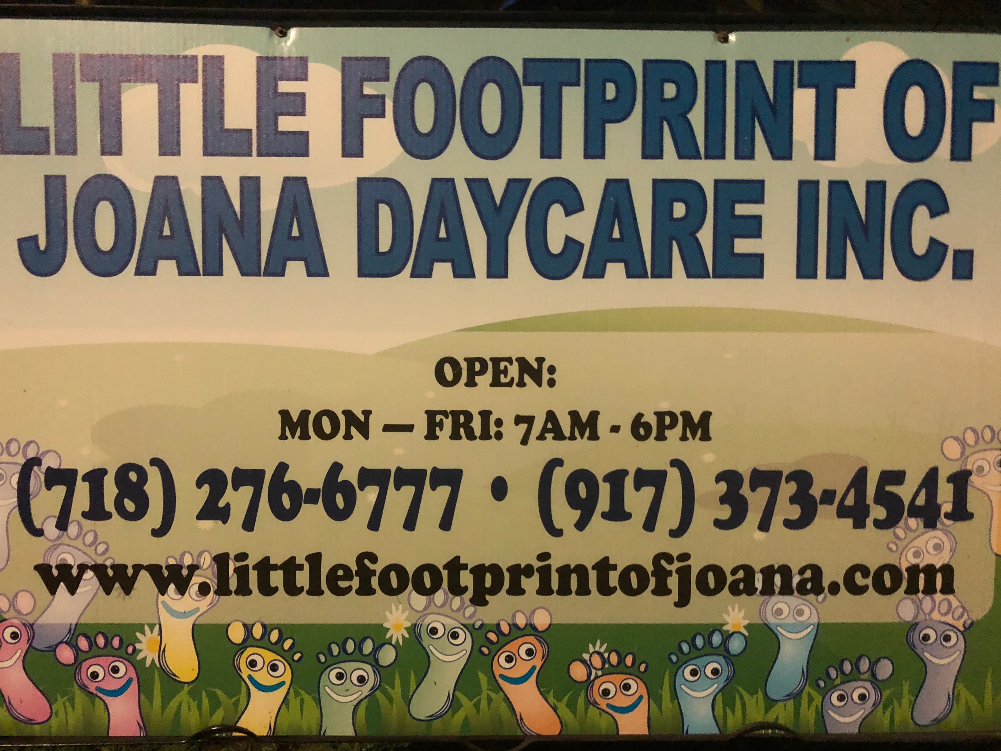 Little Footprint of Joana daycare sign